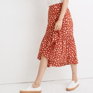 Madewell Red Ruffle Skirt